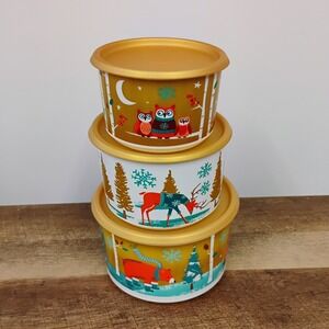 Tupperware Canister Set- Christmas Holiday Snowfall‎ Sweeties-Set of 3 NEW